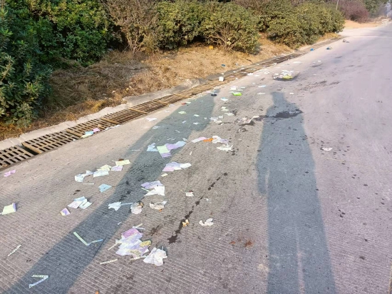 东湖风景区城管队员凭借碎纸屑找出路面漏撒当事人