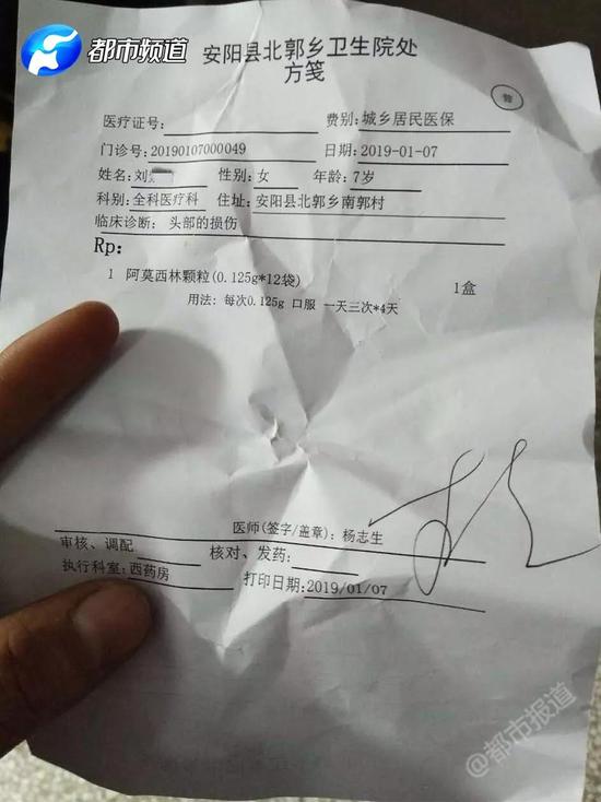 医院开双面处方安阳一女童不慎吃错药两字之差一身冷汗