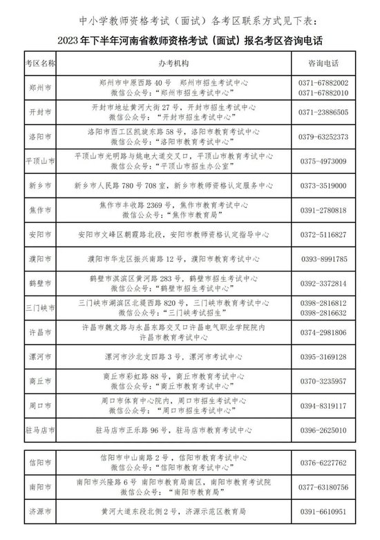 河南2023下半年中小学教师资格考试面试11月8日报名
