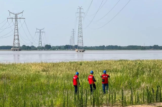 国网河南电力员工对重要输电线路开展巡视。韩彦 摄