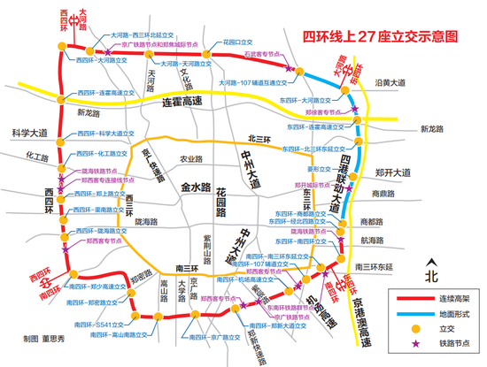 郑州四环快速路共设27座立交桥 高架明年6月通车