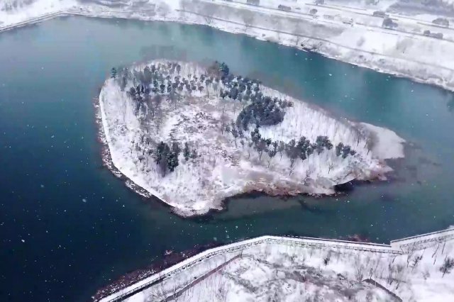 雪中的郑州西流湖公园，玉树琼枝，银装素裹
