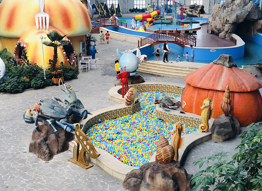 同时,美丽岛在您休闲之余,为您在温泉二楼提供了茶艺吧,儿童淘气堡