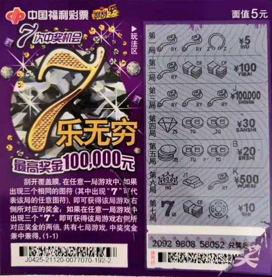 刮刮乐"7乐无穷"开创了一种新型玩法,趣味数字将带给彩民们全新的刮奖