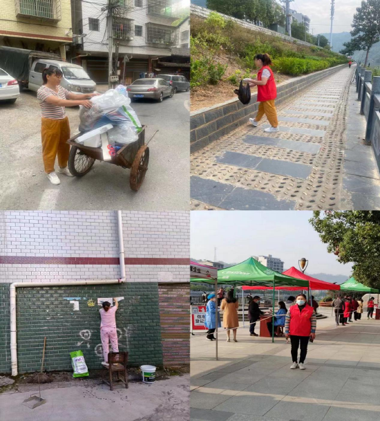 袁苏容同志在工作中和参加志愿者的部分剪影