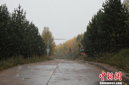 9月15日15时许,漠河市降下今年入秋后的首场降雪。 王景阳 摄