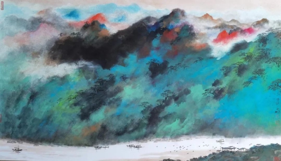 作品:《峡江图》 尺寸:70cm x 120cm 8平尺