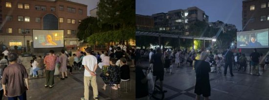 秦虹广场社区公益放映现场