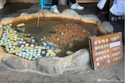 (温泉煮蛋 摄影:微博@kawaine_yu)