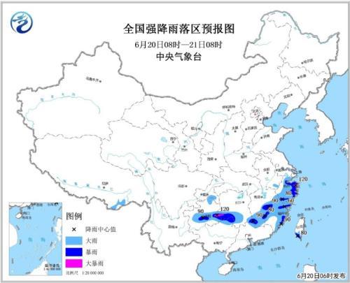暴雨蓝色预警继续发布 江西、浙江等地有大到暴雨