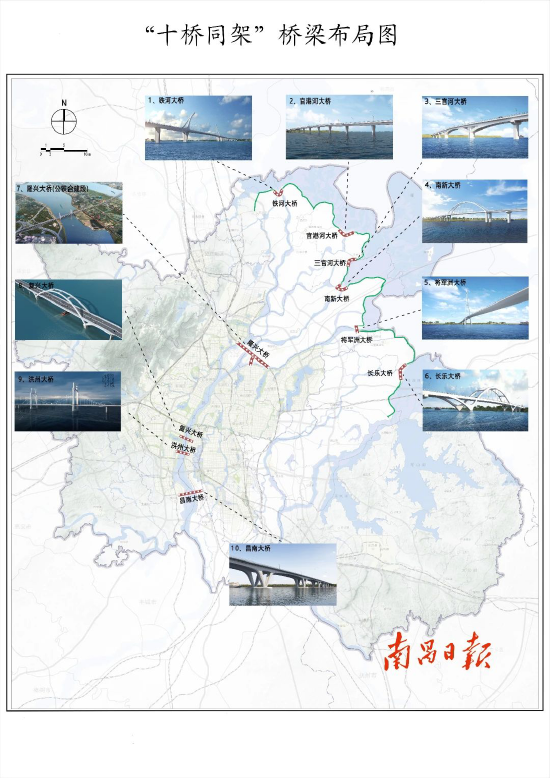 “十桥同架”桥梁布局图。南昌日报图