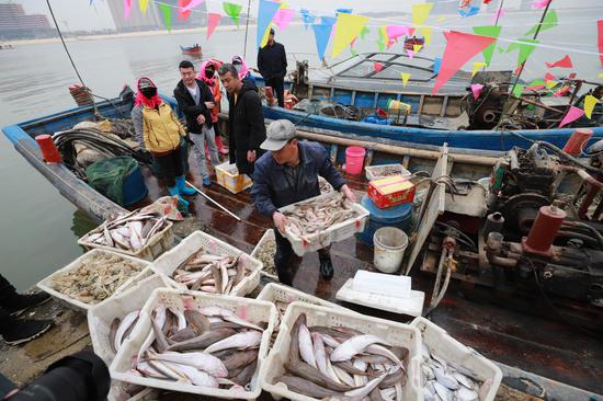 河清海晏辽东湾 乐聚营口鲅鱼圈 中国北方开渔节奏响"爱海"乐章