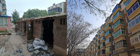 锦州市五里营子小区在"老旧小区"改造前后对比图.