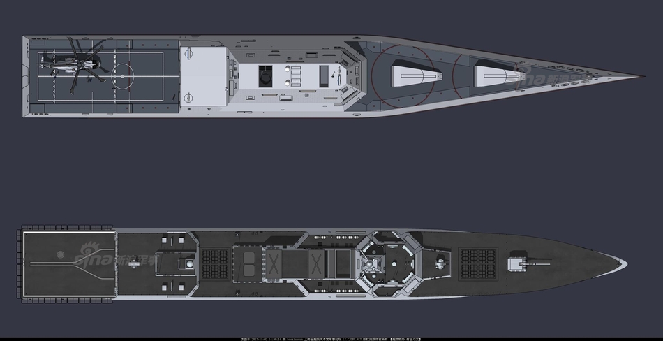 谁是地表最强?中国055与美军ddg1000对比cg图