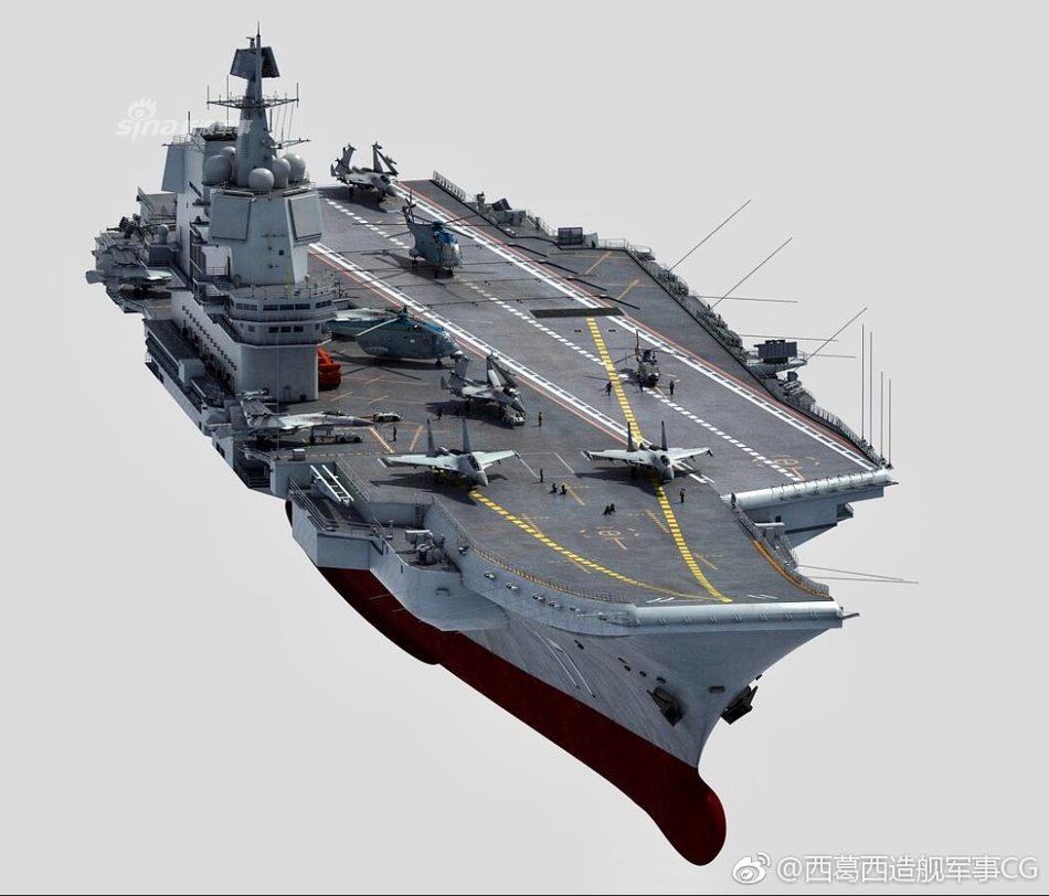 003航母长这样?中国海军弹射起飞型航母想象图