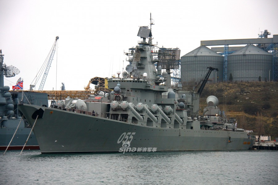 如今战力不复当年!俄罗斯海军055巡洋舰落寞待港内