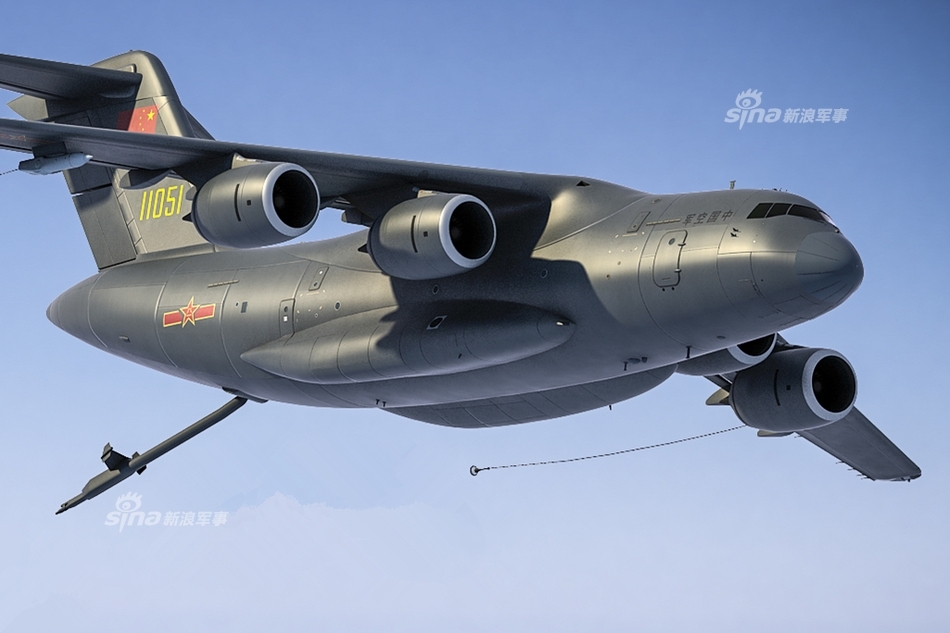 运20加油机会换硬式?网友绘我军软式加油管细节