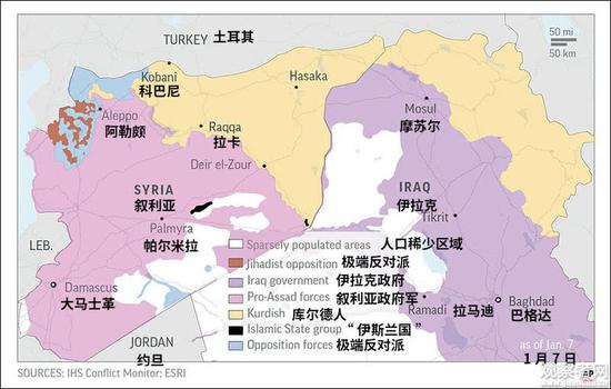 中东当前局势 图源：IHS冲突监控中心1月7日动态