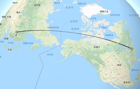 渥太华到北京航线图图片