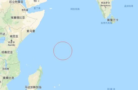 (图中红圈为塞舌尔位置)