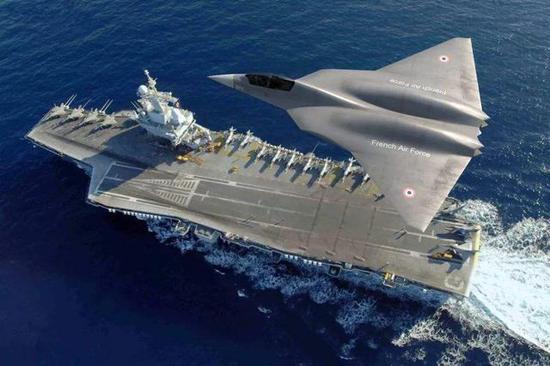 法国海军未来舰载战斗机想象图，采用了翼身融合设计，隐身性较好
