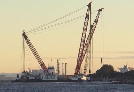 打捞现场&nbsp; 图源：挪威媒体