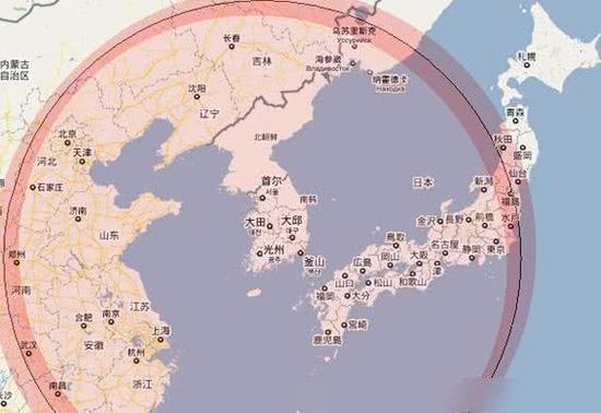 图片：韩国“玄武”3C巡航导弹打击范围。