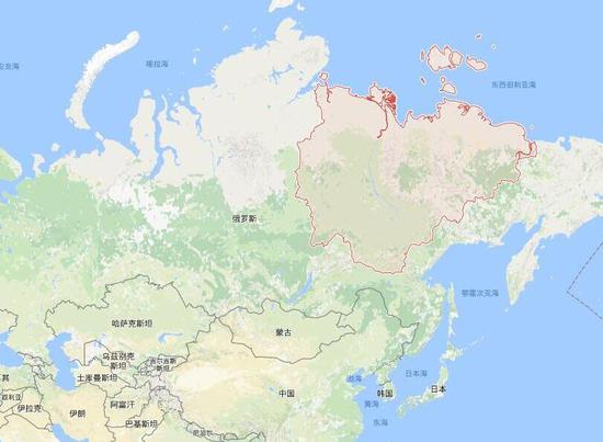 
	雅库特地区（红框区域） 
