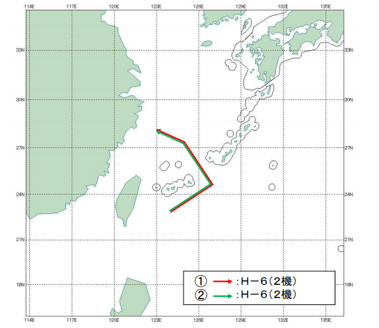 解放军轰6K编队绕台飞行照曝光 挂大型空地导弹