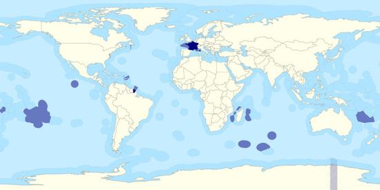 图片：法国的EEZ分布