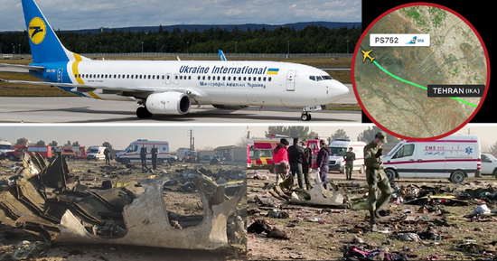 被击落乌克兰客机合成图。