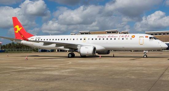 图为天津航空的erj-195.