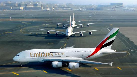 阿联酋航空的A380机队 图自阿联酋航空网站