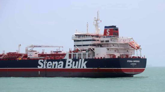 英国“史丹纳帝国”号（Stena Impero）油轮。（图源：RT）