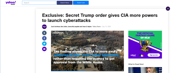 美媒：特朗普曾下密令 授权CIA对中俄发动网络攻