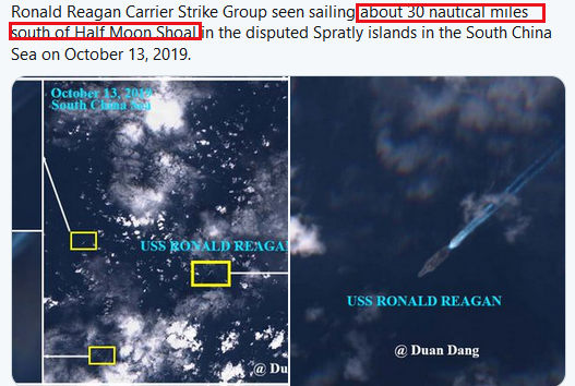 外媒：美军航母在中国南海半月礁附近海域活动