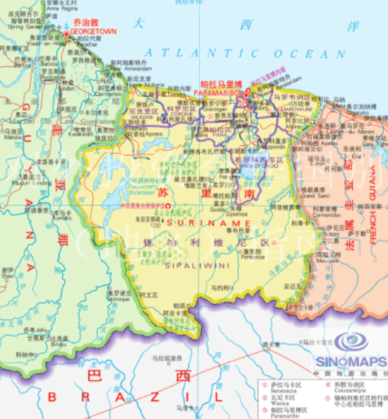 世界地图苏里南的位置图片