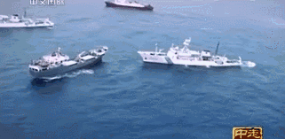▲我执法船撞向越南执法船