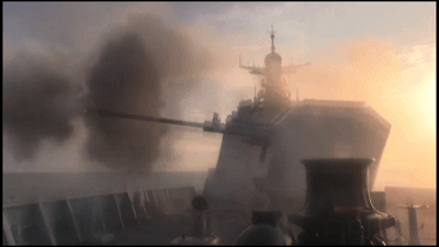 图片：新130mm舰炮对岸打击效果