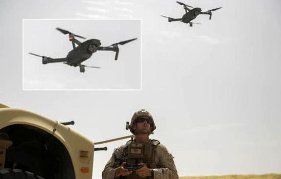 美军士兵使用一架大疆“御”无人机