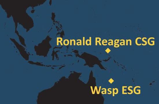 美军里根号核动力航母7月1日的位置，距离我南海警航区域4000公里以上！