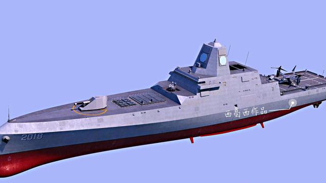 中国未来驱逐舰想象图:装电磁炮 垂发能打东风