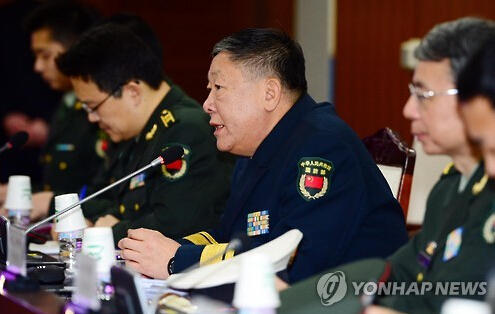 15日，中国国防部外事办公室主任关友飞在第15次国防政策工作会议上发言。（韩联社）