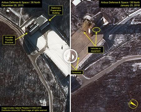 该图像对朝鲜西北部东仓里的导弹基地西海卫星发射基地中车辆等活