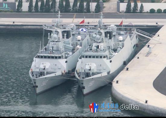 近日,有军事爱好者拍到了少见的镜头,056型护卫舰583上饶号和056a型