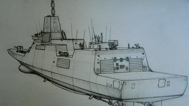 中国055驱逐舰进展神速:网友手绘精美效果图