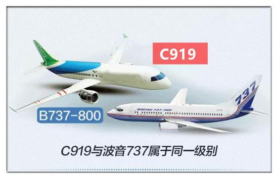 c919跟美国的波音属于同一级别的机型