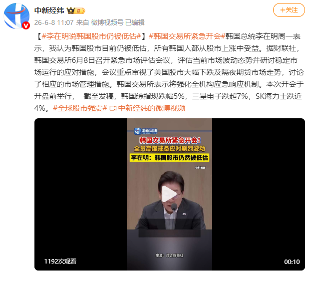 李在明说韩国股市仍被低估