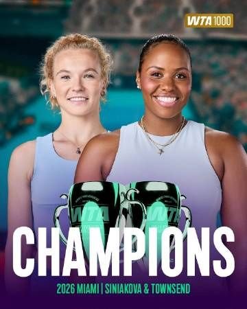 西尼亚科娃/汤森德夺得WTA1000迈阿密双打冠军，解锁阳光双冠