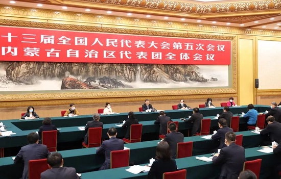 2022年3月5日，习近平参加十三届全国人大五次会议内蒙古代表团的审议。新华社记者 黄敬文 摄